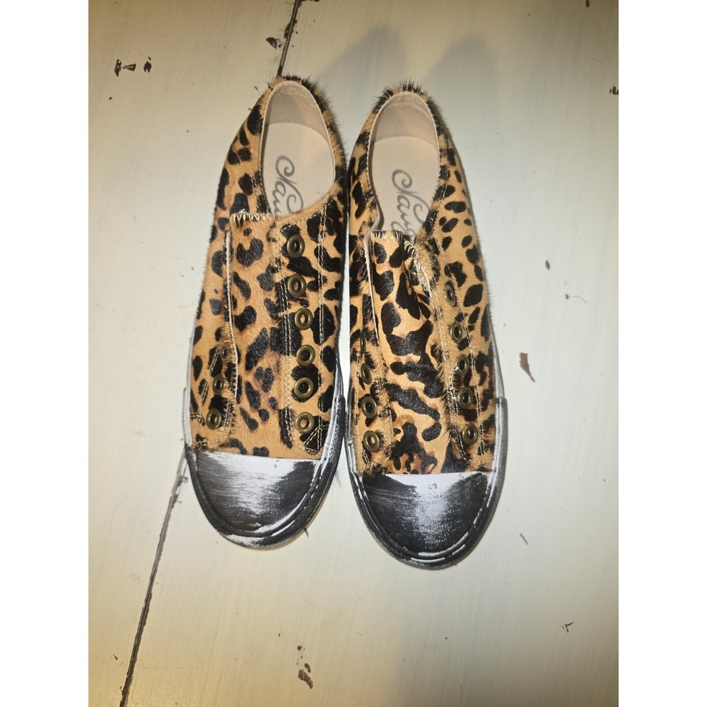 NEW Naughty Monkey Leopard Dyed Pony Hair Low Top Distressed Sneakers Shoes‎ 7.5